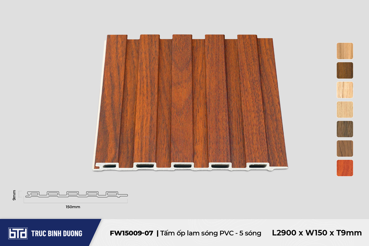 Lam nhựa 5 sóng FW15009-07 - Specila Redwood - 9mm